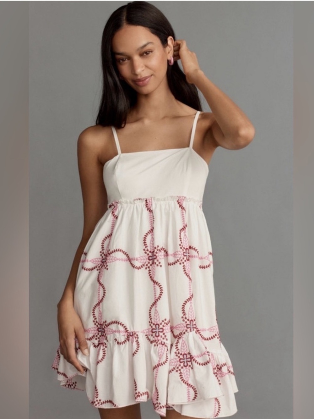 Anthropologie embroidered babydoll  mini dress